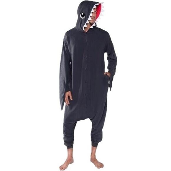 Plush One Piece Cosplay SHARK Suit for Adults, Men and Women Size S Gray - Picture 1 of 8